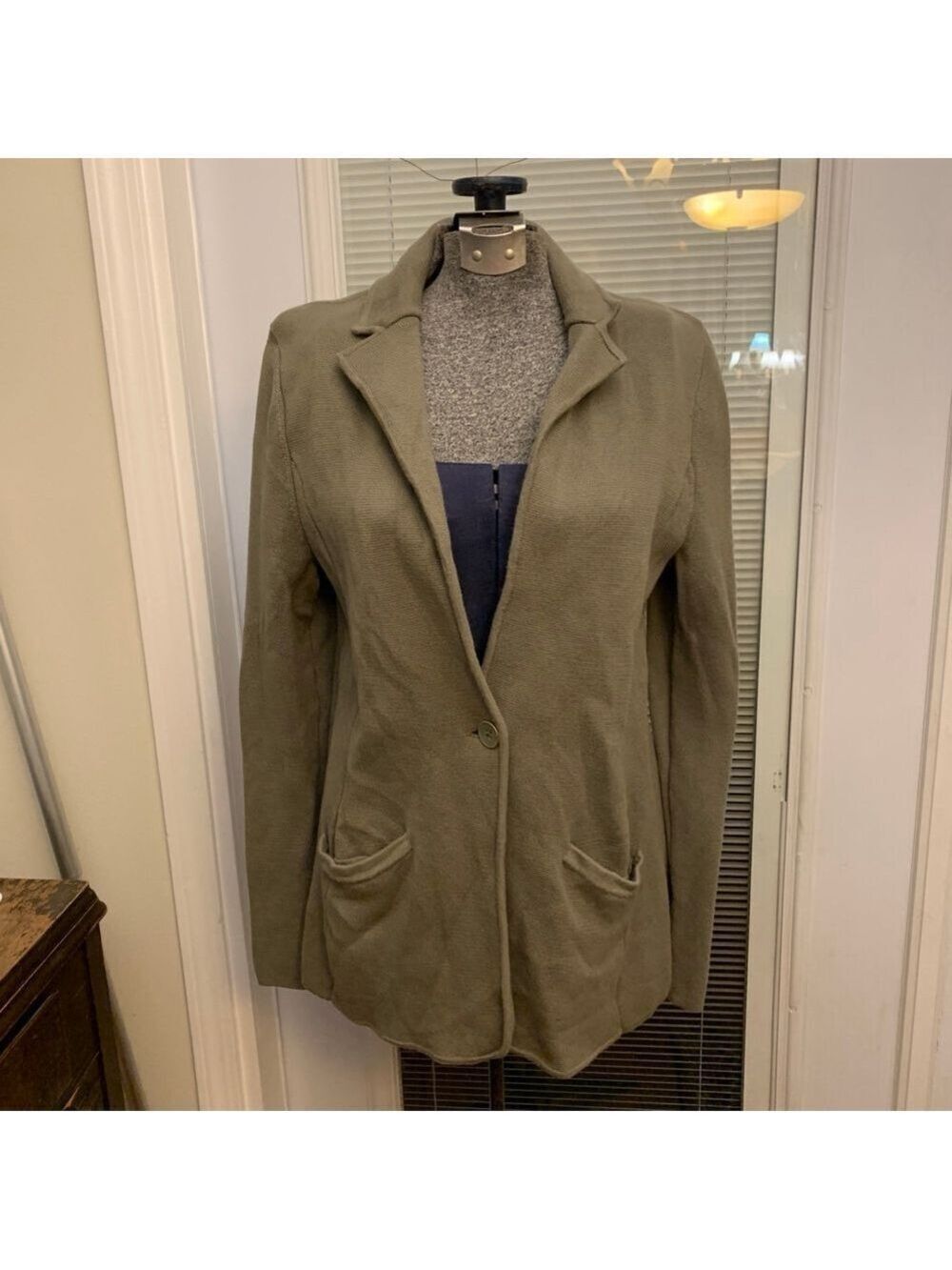 Women's TALBOTS Olive Green Knit Blazer M
